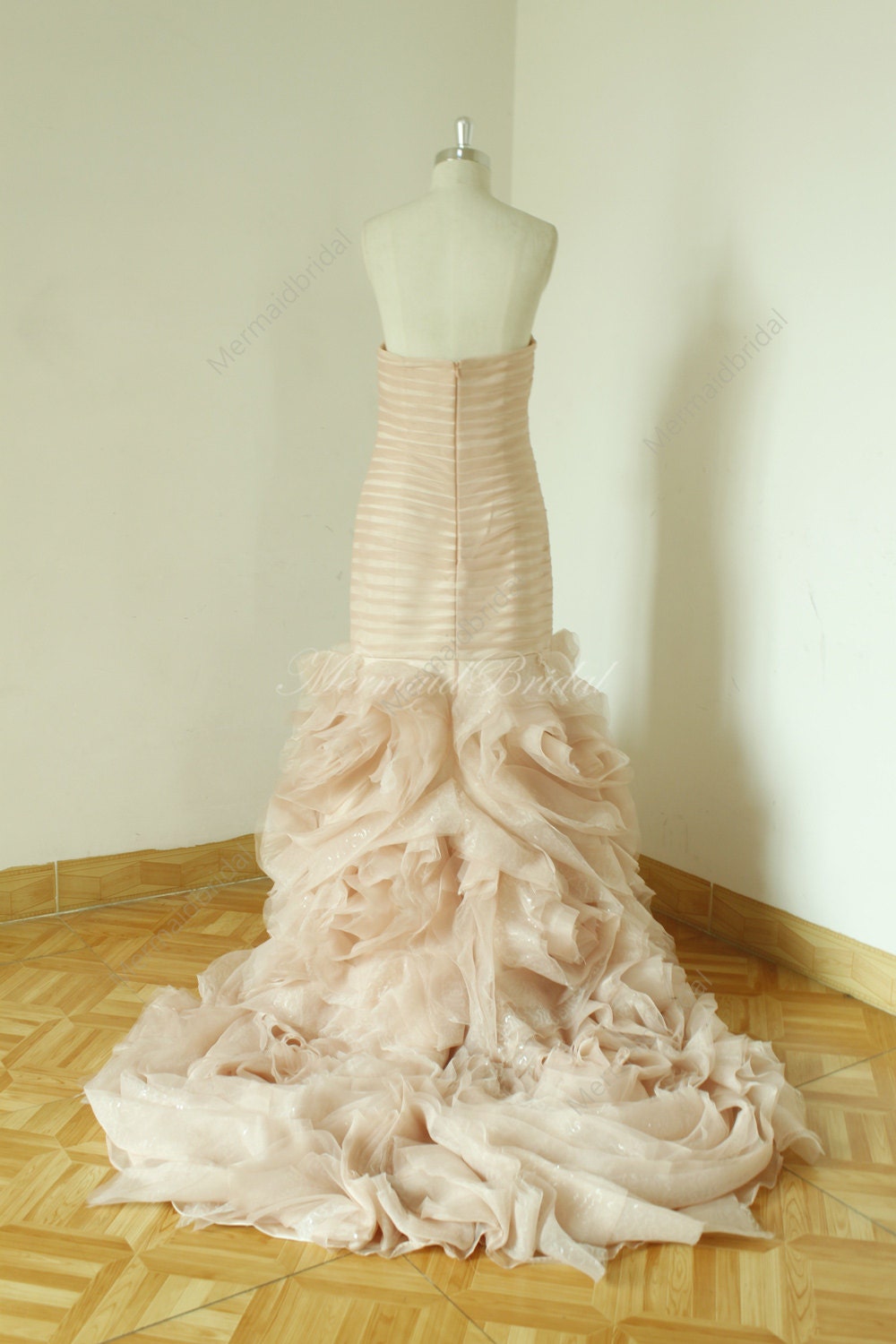 Blush Fit and Flare Sequined Wedding Dress Etsy