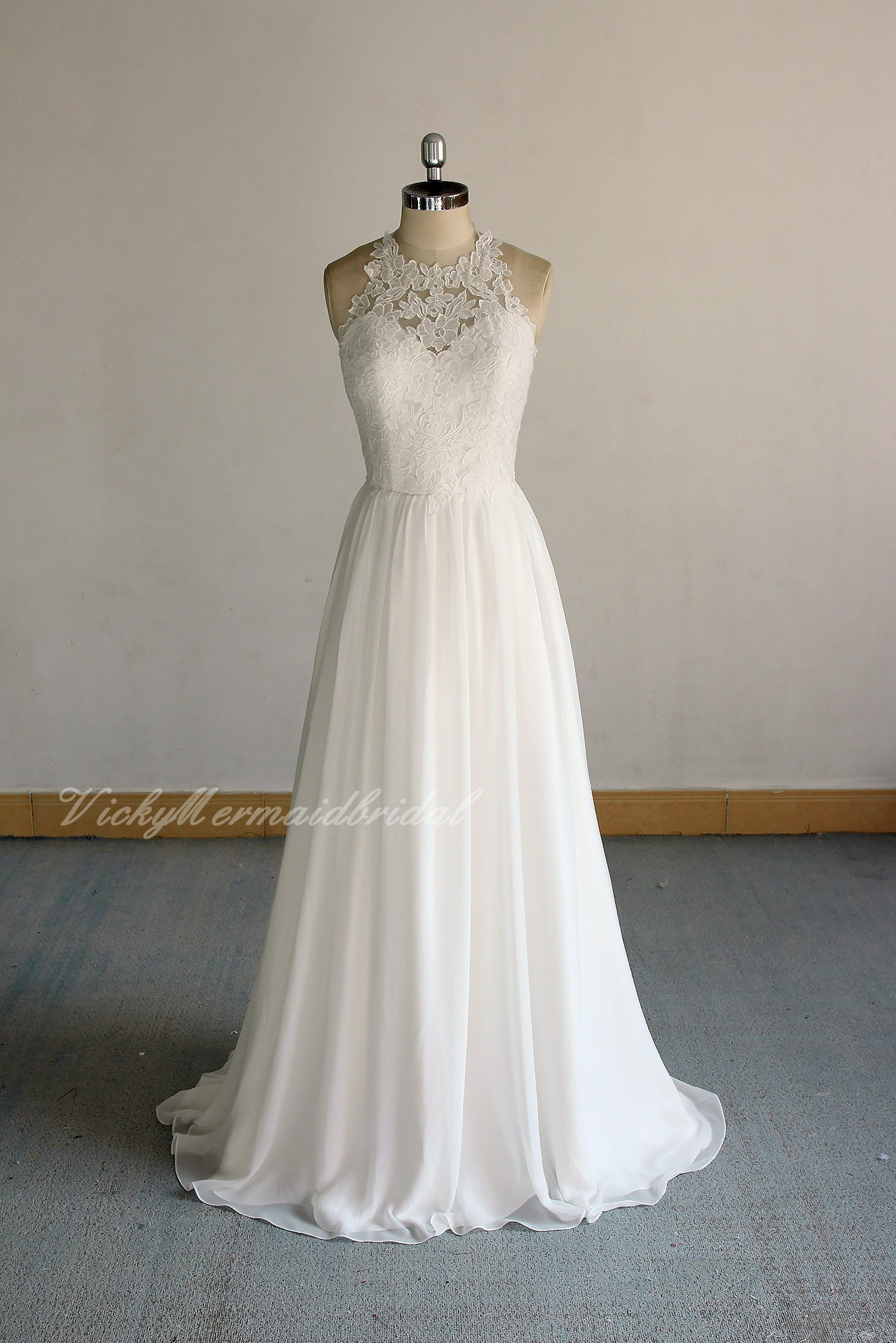 ivory halter wedding dress
