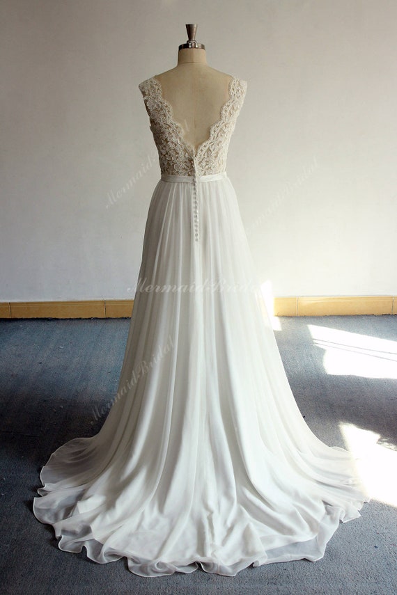 flowy chiffon wedding dress