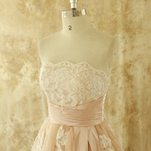 Simple Blush A Line Organza Lace Wedding Dress - Etsy