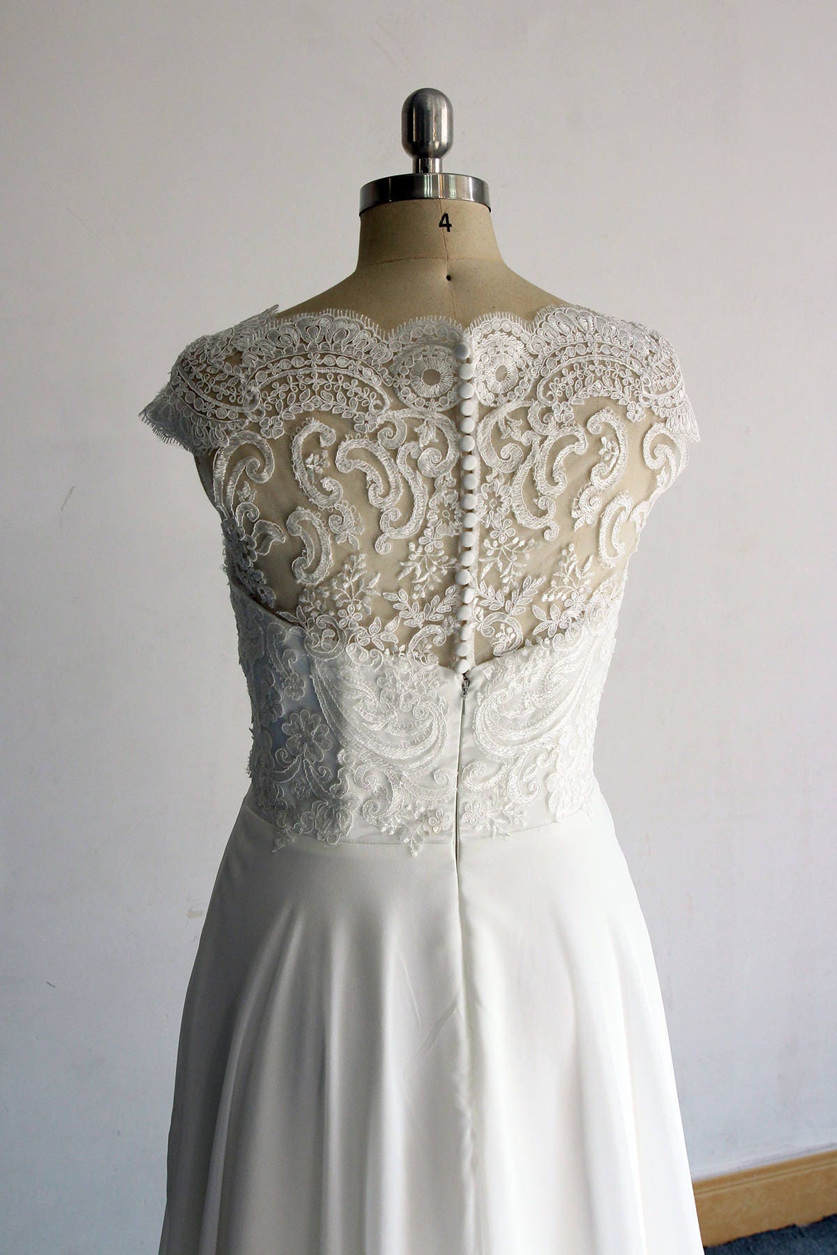Romantic Ivory Aline Chiffon Lace Wedding Dress Boho Wedding | Etsy