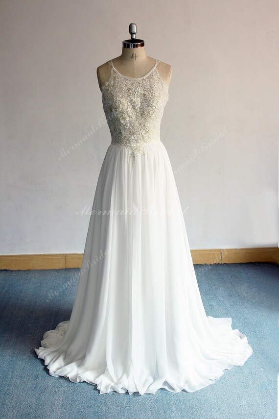 flowy lace wedding dress