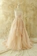 Simple blush A line organza lace wedding dress