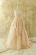 Simple blush A line organza lace wedding dress 