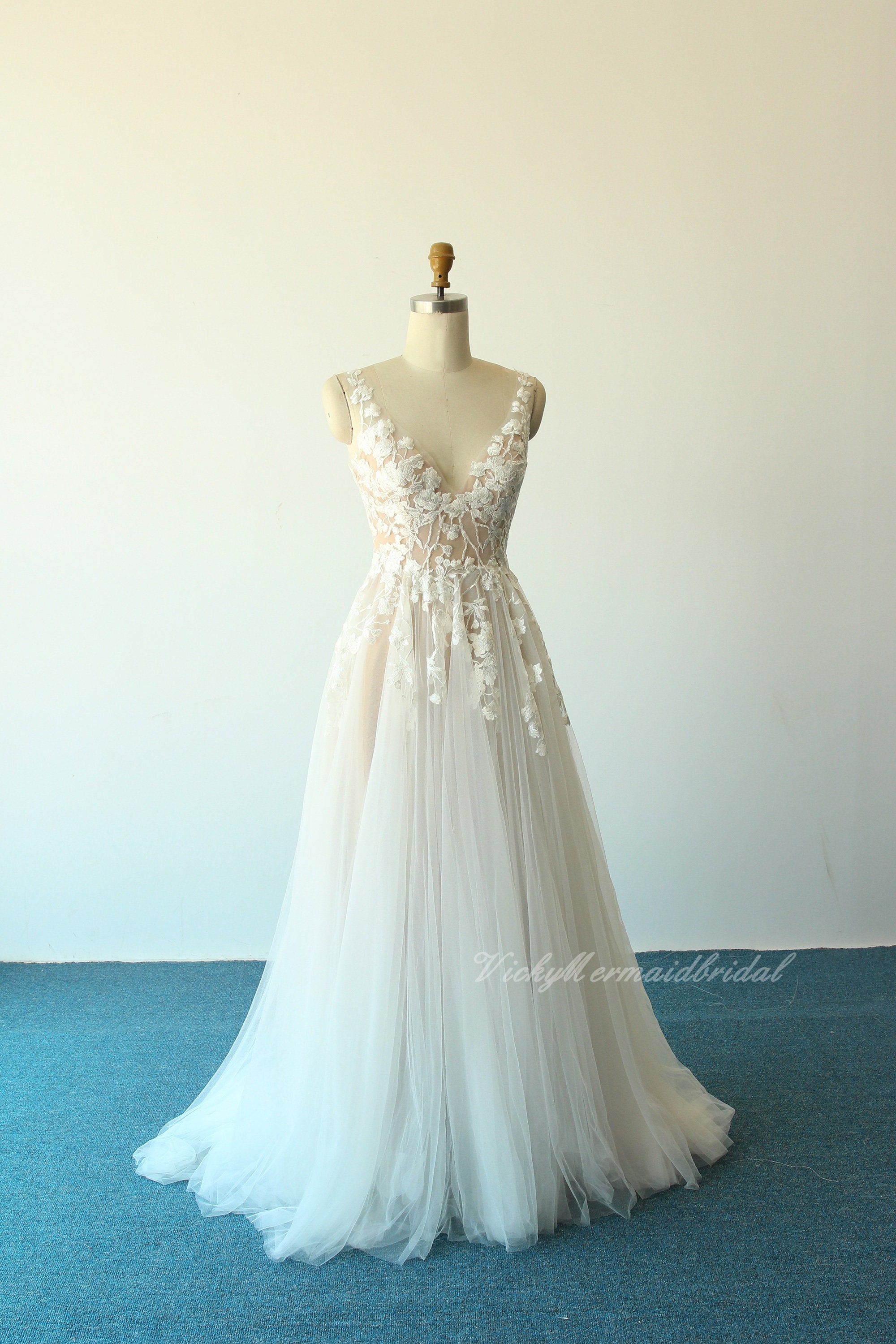 Silk and Lace Flowy Wedding Dress