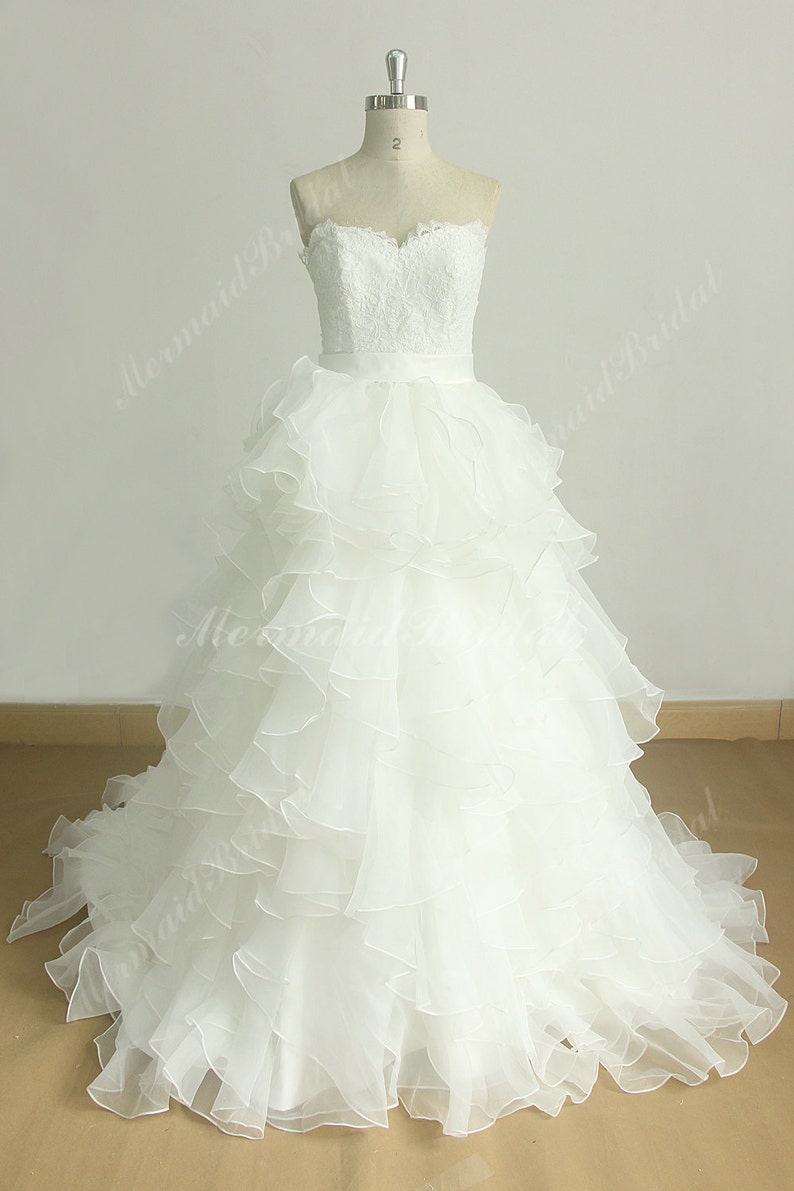 Romantic Organza Ruffled Princess Lace Wedding Dress With - Etsy