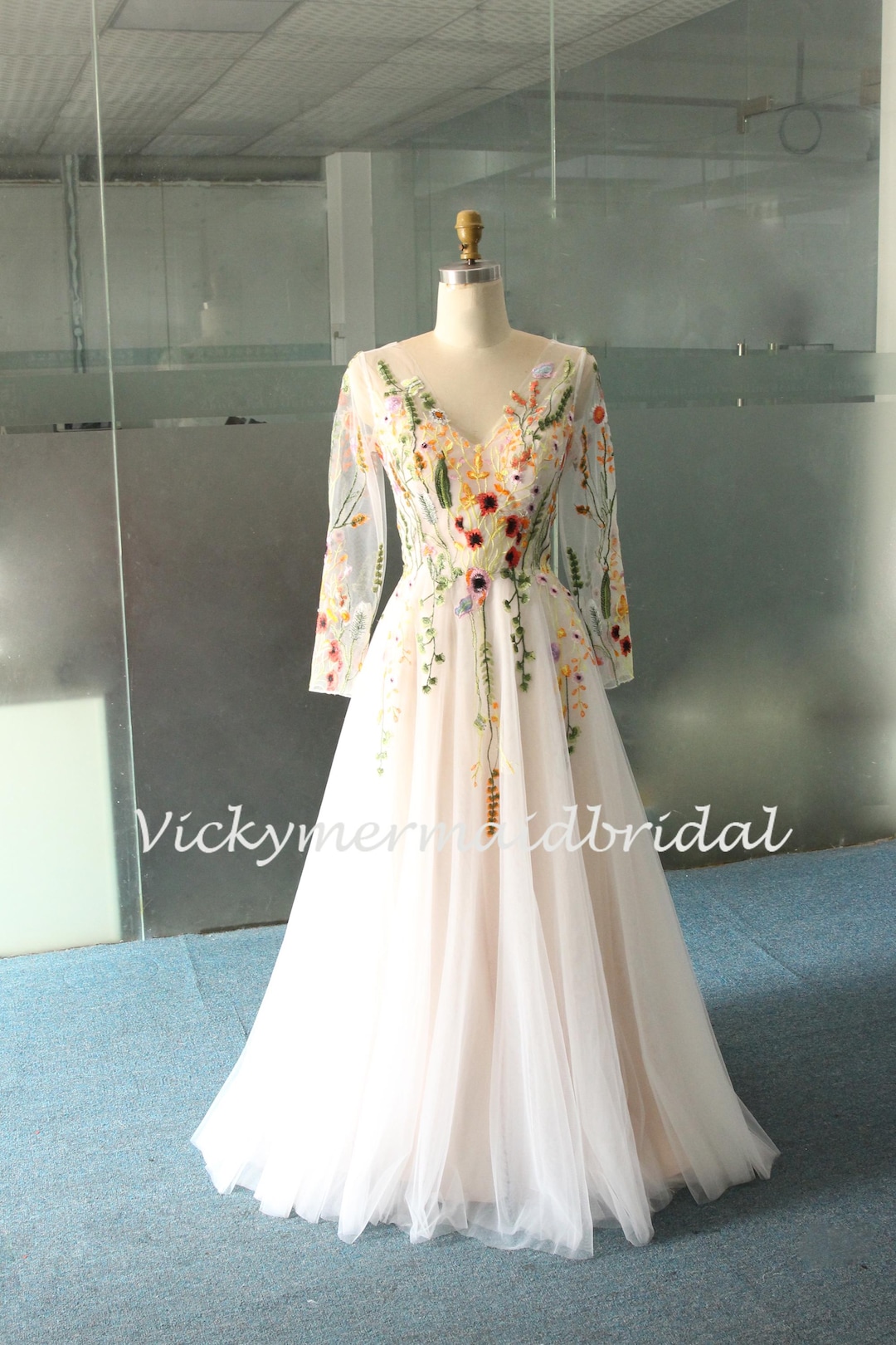 ELASTIC SLEEVE TIE FRONT DRESS WILD FLOWER