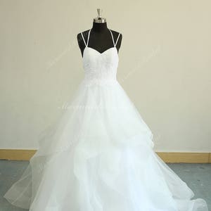 Romantic Open Back White Tulle Lace Wedding Dress, Formal Wedding Dress ...