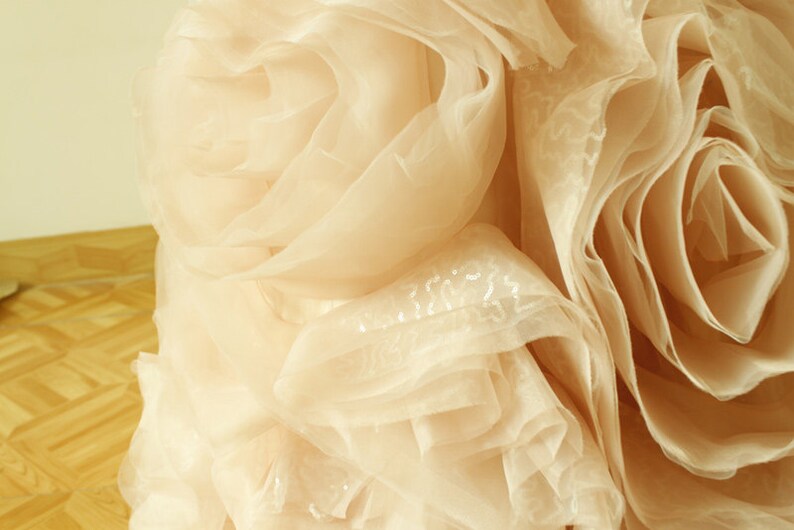 Blush Fit and Flare Sequined Wedding Dress Etsy