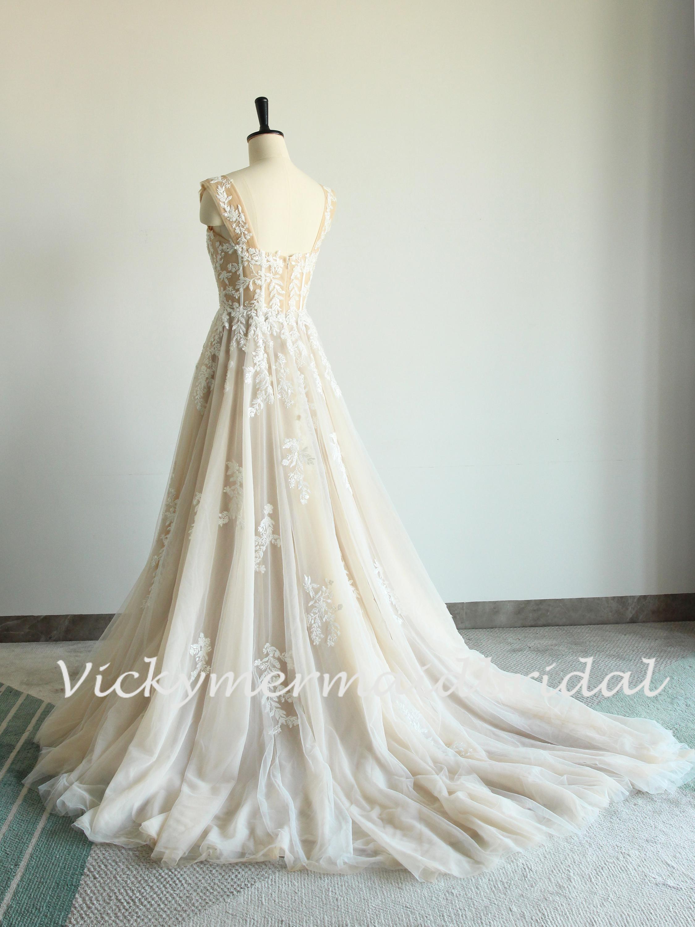 sachin and babi light blue dress Vintage Light Champagne Satin Wedding Dresses Lace Mid Century Bridal Gowns