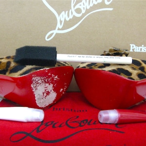 Christian Louboutin DIY red bottom soles custom blended paint for shoes