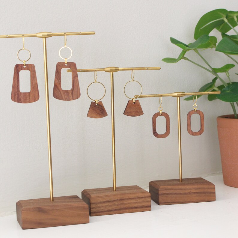 Wood hoop earrings Gold /& wood hoops Dangle earrings Boho earrings Boho jewelry Aura Jewelry Pasadena