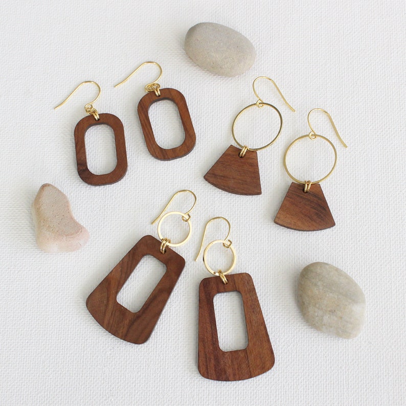Wood hoop earrings Gold /& wood hoops Dangle earrings Boho earrings Boho jewelry Aura Jewelry Pasadena