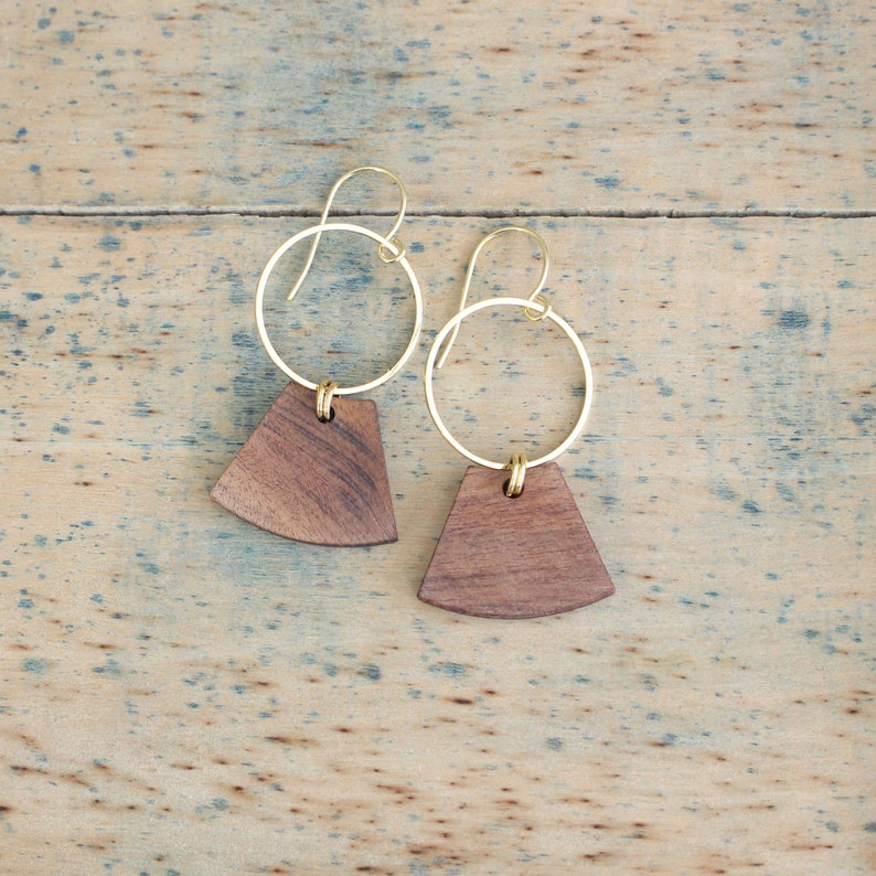 Wood hoop earrings Gold /& wood hoops Dangle earrings Boho earrings Boho jewelry Aura Jewelry Pasadena