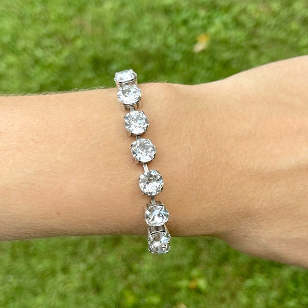 Crystal  Bracelet, crystal clear tennis bracelet, Diamond look sparkle bracelet, gift for her, bridal jewelry, bridesmaid, prom, purity