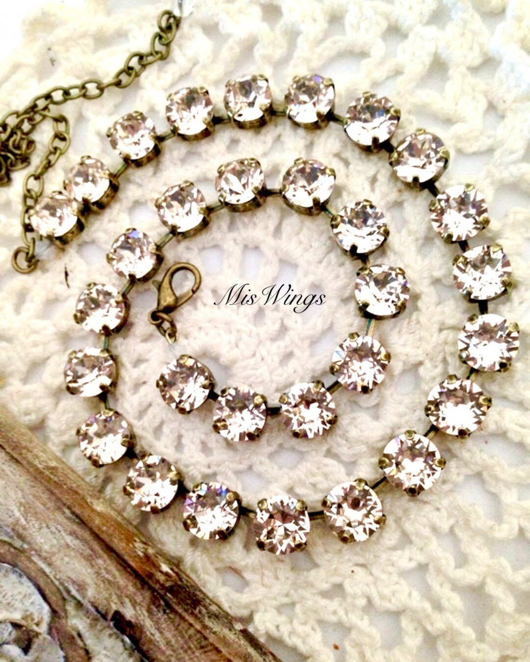Crystal Necklace Silk Crystal Tennis Necklace Stackable - Etsy