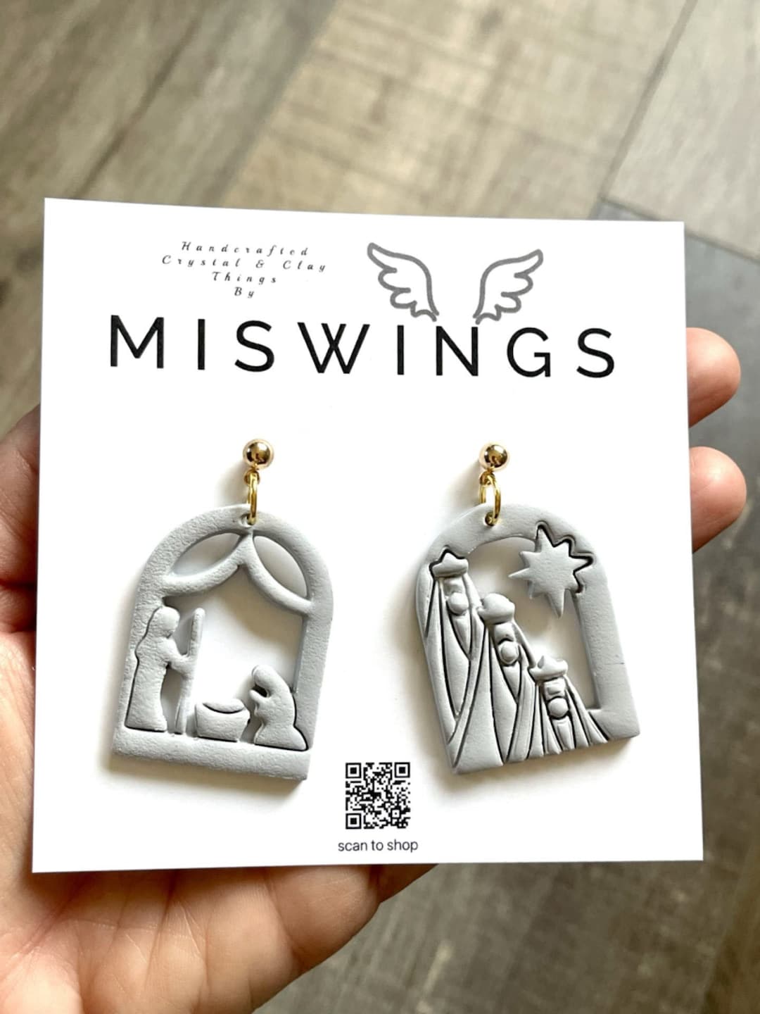 Nativity Scene Earrings, Baby Jesus, Christmas Earrings, Three Wisemen, Clay Earrings, Bethlehem