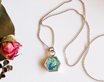 Real Flower Necklace / Hexagon Necklace / Pressed Flower Necklace / Floral Necklaces / Flower Child