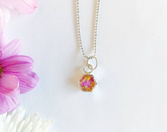 Real Flower Necklace / Hexagon Necklace / Pressed Flower Necklace / Floral Necklaces / Flower Child
