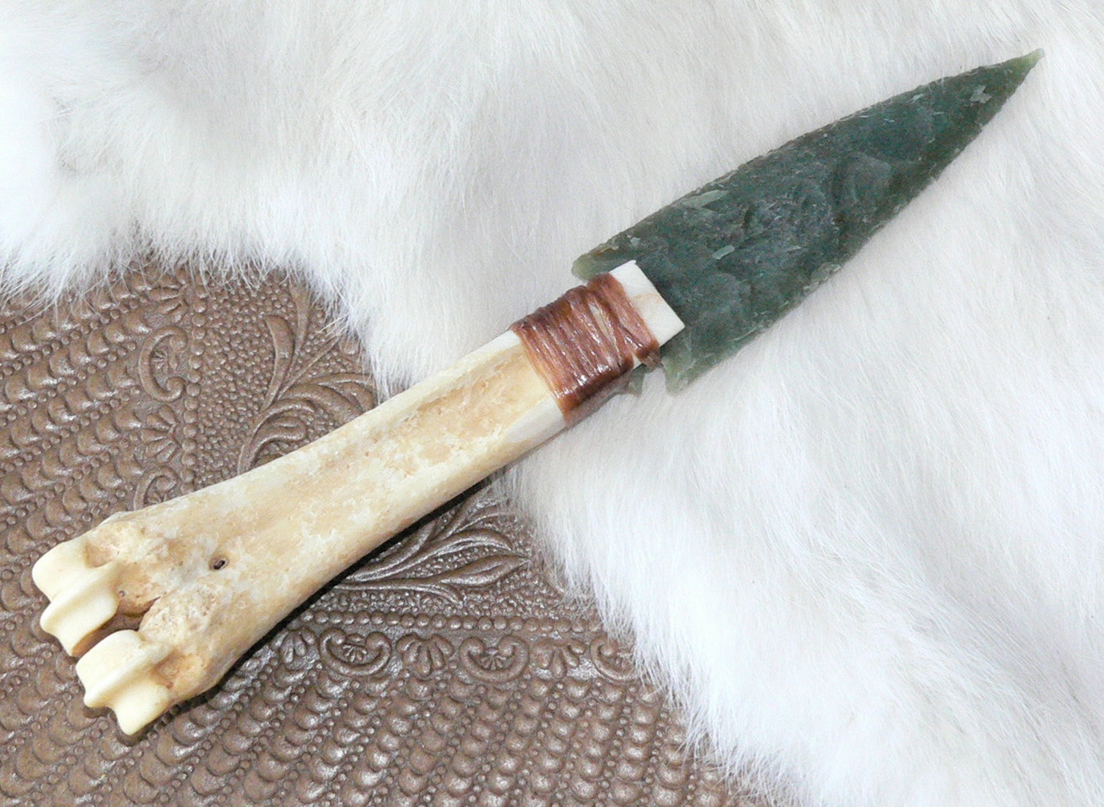 Medium Flint Knapped Agate Stone Blade Arrowhead Knife Deer Etsy