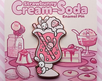Strawbunny Cream Soda Enamel Pin