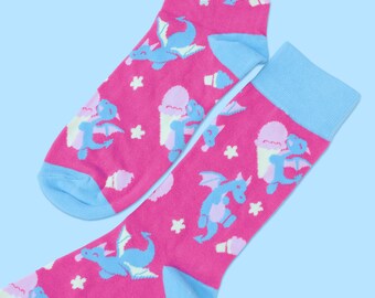 Ice Cream Dragon Dreams Cotton Crew Socks
