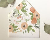 Wildflower Floral White background Envelope Liners, set of 10 liners for A2, A6, or A7 envelopes Wildflower Rifle Paper Co Paper