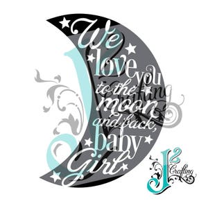 Liebe dich zum Mond und zurück - SVG / EPS / PNG - Datei schneiden