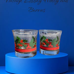 Vintage Libbey Holly and Berries set of two Tumblers