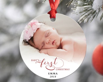 Baby's First Christmas Ornament - Photo Ornament - Personalized Christmas Ornament - First Christmas - Christmas Ornament