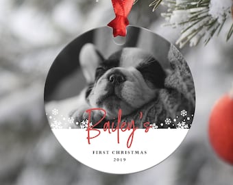 Personalized Puppy Picture Ornament - First Christmas Ornament - Dog First Christmas - Puppy Christmas