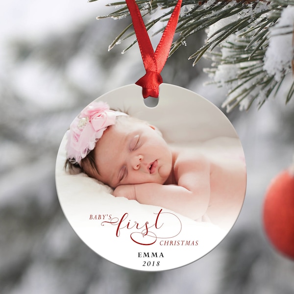 Baby's First Christmas Photo Ornament: Personalized Aluminum Keepsake, New Baby Gift for Expecting Parents