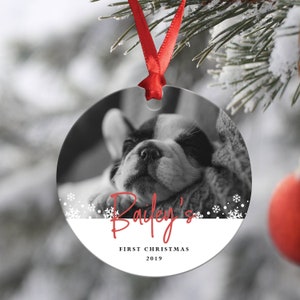 Personalized Puppy Picture Ornament - First Christmas Ornament - Dog First Christmas - Puppy Christmas