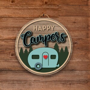 Happy Campers Wood Sign: RV Decor, Outdoor Adventure