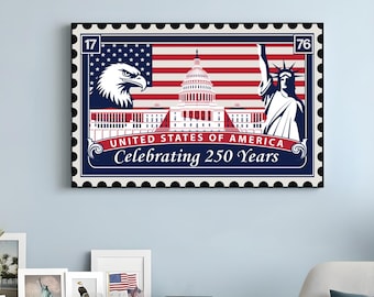 250th Anniversary America Commemorative Stamp Art : Patriotic Keepsake