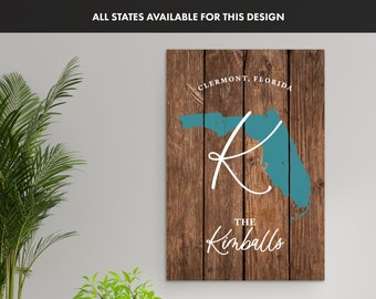 Personalized Florida State Wood Sign - Housewarming Gift