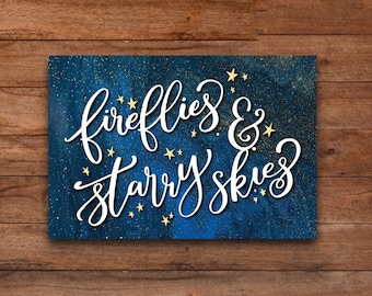 Starry Skies Sign, Firefly Gifts, Firefly Decor, Outdoor Summer Decor, Starry Sign, Summer Sign Decor, Outdoor Sign, Spring Summer Decor