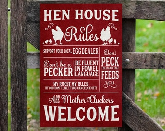 Hen House Sign, Hen Sign, Chicken Coop Decor, Farm Decor, Funny Hen Sign, Farmhouse Funny Sign, Farm Gift, Outdoor Farm Sign, Hen Metal Sign