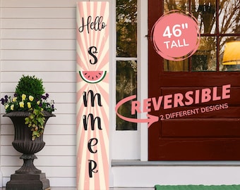 Hello Summer Sign, Watermelon Porch Decor, Welcome Leaner