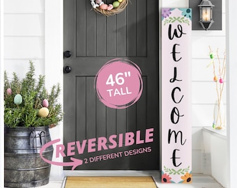Floral Welcome Porch Sign: Weatherproof Spring Decor (46")