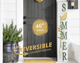 Hello Summer, Summer Decor, Lemon Decor, Vertical Sign, Hello Summer Sign, Lemon Summer, Summer Porch Sign, Front Door Sign, Porch Leaner