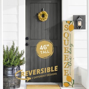 Squeeze The Day Lemon Porch Sign: Weatherproof Summer Decor (7.75&quot; x 46&quot;)