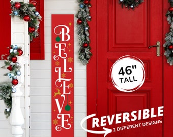 Believe Christmas, Christmas Porch Sign, Believe Sign, Holiday Porch Sign, Christmas Holiday Sign, Front Porch Decor, Porch Decor Sign