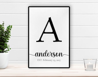 Nom de famille monogramme : décoration murale en bois personnalisée