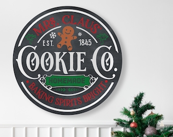 Mrs. Claus Cookie Co. Christmas Sign: Weatherproof Outdoor Decor