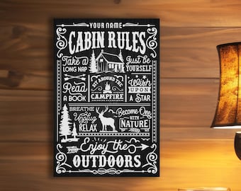 Personalized Cabin Rules Sign: Rustic Outdoor Wall Decor