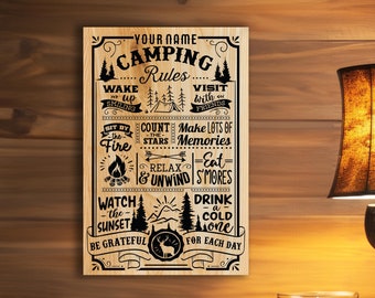 Camping Rules, Camper Gift, RV Sign, Outdoor Sign, Camping Signs, Personalized Camping Gifts, Custom Metal Sign, Camp Sign, Camp Wall Decor