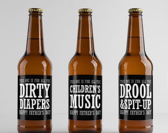 Funny First Father's Day Beer Labels - New Dad Gift (Set of 6)