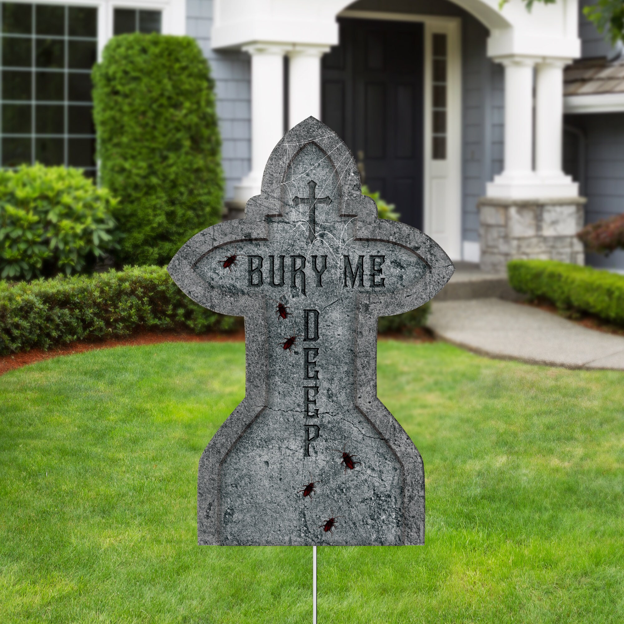 Humorous Halloween Tombstone: Spooky Haunted House Yard Decor for Outdoor Graveyard Scene