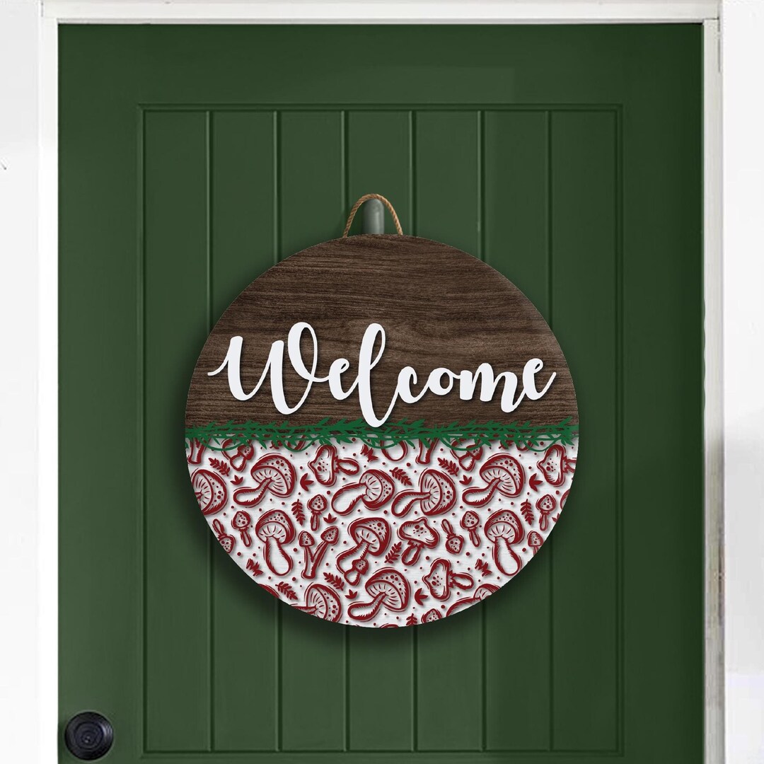 Mushroom Wood Sign, Mushrooms Door Decor, Woodland Decorations ...